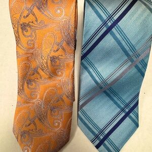 Elegant Orange and Blue Paisley and Plaid Ties